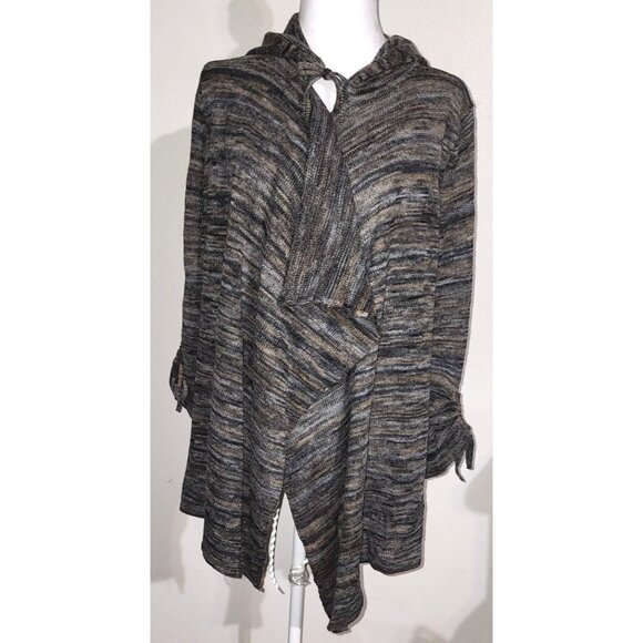 Relativity Women's Size L Hooded Open-Front Cardigan Sweater W/Rolled Tab Sleeve - Picture 1 of 11